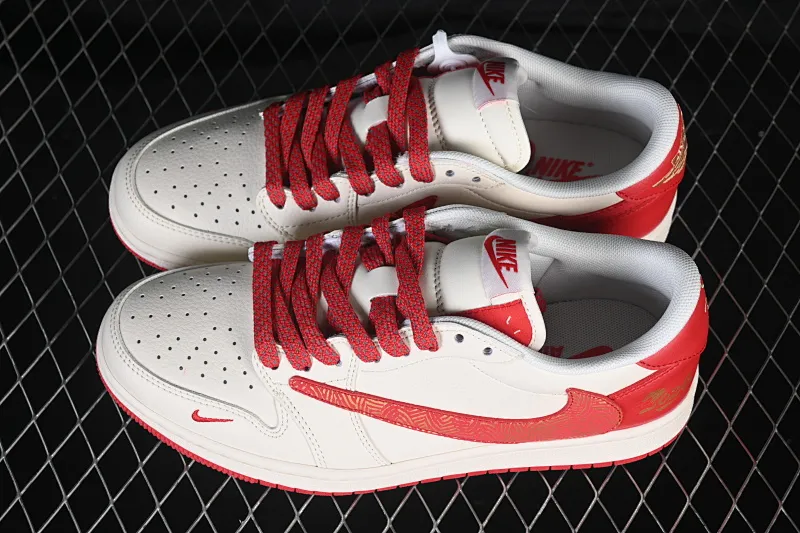 All categories Air Jordan Jordan series basketball shoes Air Jordan 1 Low High-end customized low-top sneakers Travis Scott x Fragment Design x Air Jordan 1 Low OG SP AJ1 Joe 1 Year of the Horse limited edition White and red cracks Low-top cultural casual sneakers HG0026-021